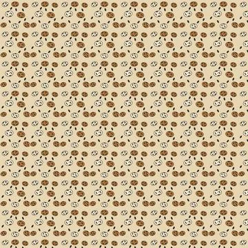 Seamless Pattern of Cute Cartoon Hamsters and Seeds on Beige Background, Re.. Stock Illustration