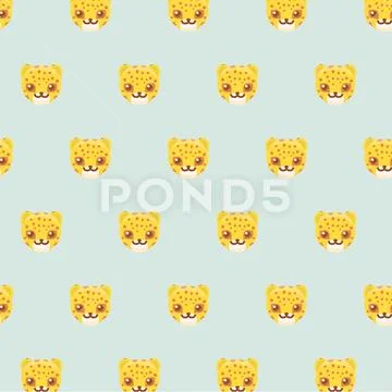 Seamless Pattern With Cute Cartoon Leopards.