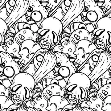 Seamless pattern with cute cartoon monsters. Ready for packaging, wrapping pa イラスト素材