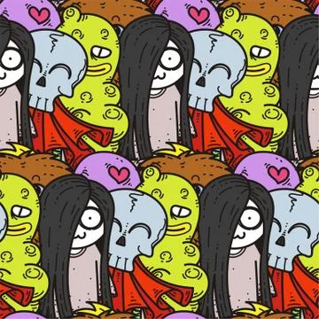 Seamless pattern with cute cartoon monsters. Ready for packaging, wrapping pa イラスト素材