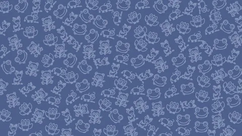 Seamless Pattern of Cute Cartoon Robots and Tech Symbols on Blue Background Stock Footage 321639703
