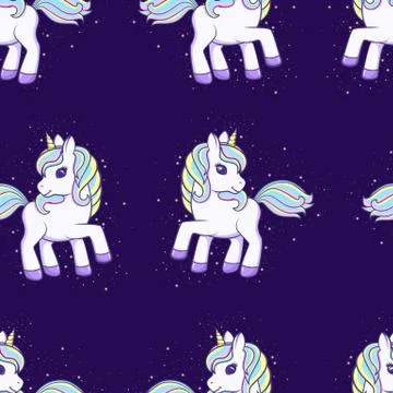 Seamless pattern with cute Cartoon Unicorn. Vector illustration イラスト素材