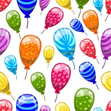 Seamless pattern with cute cartoon vector  balloons Stock Illustration