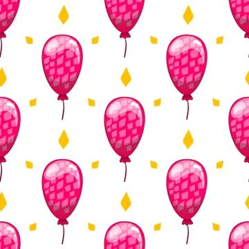 Seamless pattern with cute cartoon vector  balloons Stock Illustration