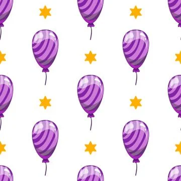 Seamless pattern with cute cartoon vector  balloons Stock Illustration