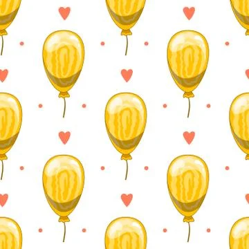 Seamless pattern with cute cartoon vector  balloons Stock Illustration