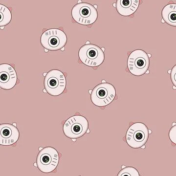 Seamless pattern Cute cat camera pet technology recording video イラスト素材
