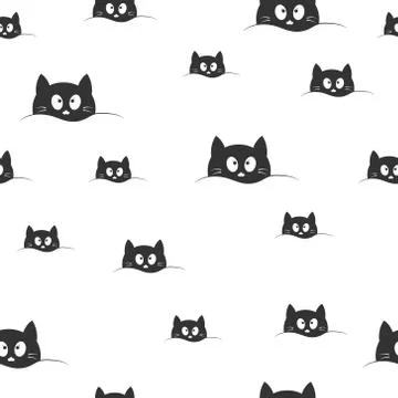 Seamless pattern with cute cat face for simple backgrounds, textures, textile 스톡 일러스트