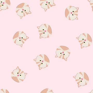 Seamless pattern cute cat face cartoon vector Illustrazione stock