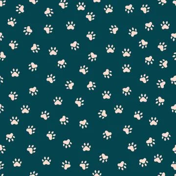Seamless pattern with cute cat paws Stock Illustration