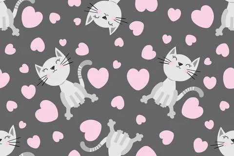 Seamless pattern cute cat print vector illustration Illustrazione stock