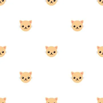 Seamless pattern with cute cat. Vector illustration for design, web. Stock Illustration