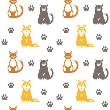 Seamless pattern with cute cats. Stock-Illustration