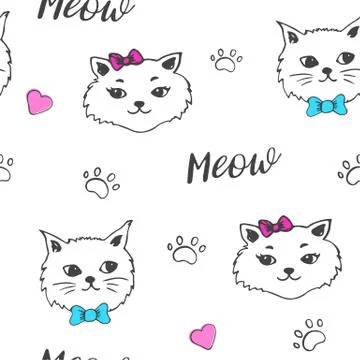 Seamless pattern with cute cats. Stock Illustration