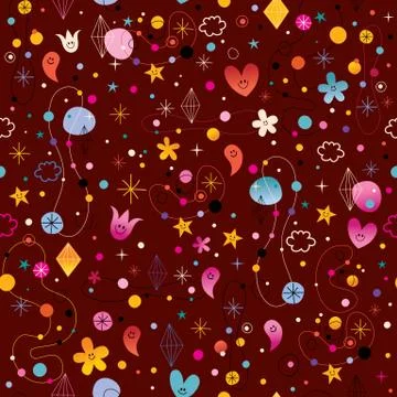 Seamless pattern with cute characters Stock Illustration