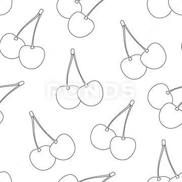 Seamless Pattern with Cute Cherries Ilustração Stock