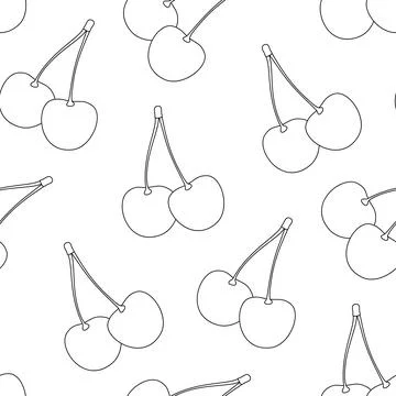 Seamless Pattern with Cute Cherries Stock Illustration