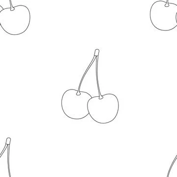 Seamless Pattern with Cute Cherries Illustrazione stock