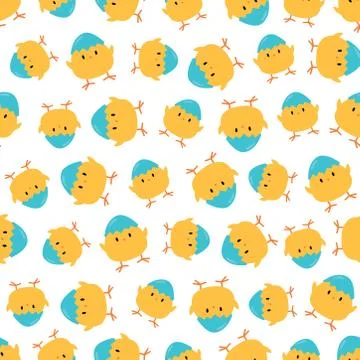 Seamless pattern with cute chicken Stock Illustration