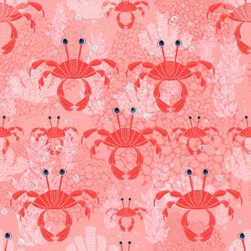 Seamless pattern cute childish. seamless pattern with crabs. For fashion fa.. Illustrazione stock