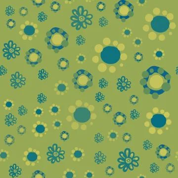 Seamless pattern with cute childish style flowers. Stock Illustration