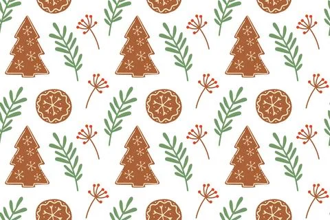 Seamless pattern. Cute Christmas gingerbread cookies, delicious cookies. Illustrazione stock