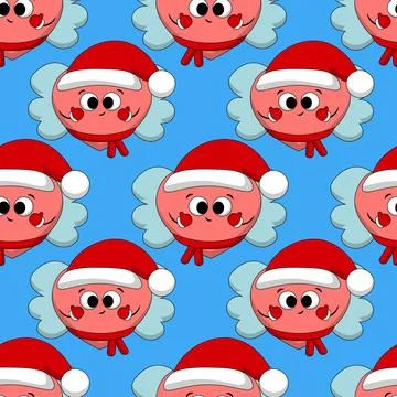 Seamless pattern with cute Christmas Heart with Wing Stock Illustration