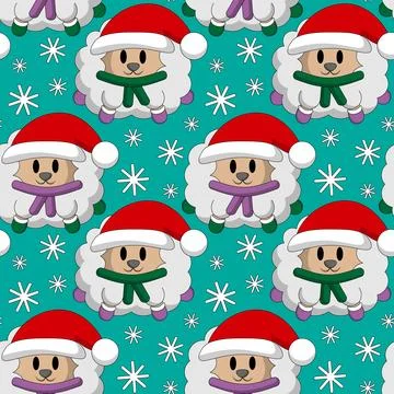 Seamless pattern with cute Christmas Sheep Stock Illustration
