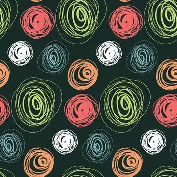 Seamless pattern cute clew circle abstract hand drawn, abstract flourish chao Illustrazione stock