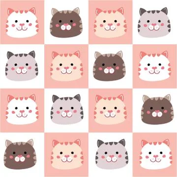 Seamless pattern with cute color cats for baby clothes or fabric Illustrazione stock