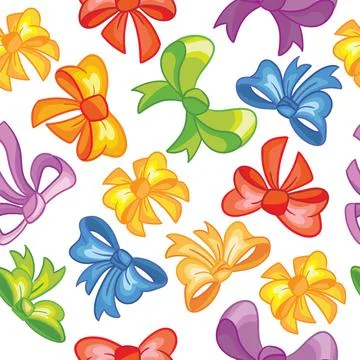 Seamless pattern with cute colorful bows on white background イラスト素材