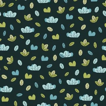 Seamless pattern with cute colorful bushes and grasses in flat style. Childre Stock Illustration