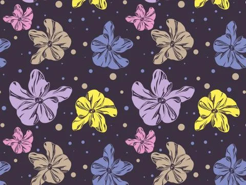 Seamless pattern with cute colorful orchids Stock-Illustration