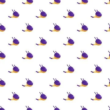 Seamless pattern with cute colorful snail characters Stock Illustration