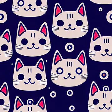 Seamless pattern with cute colourful Kittens. Creative childish texture. Illustrazione stock