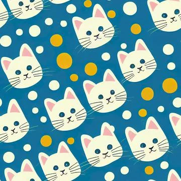 Seamless pattern with cute colourful Kittens. Creative childish texture. イラスト素材