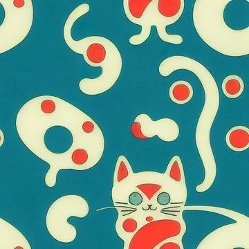 Seamless pattern with cute colourful Kittens. Creative childish texture. イラスト素材