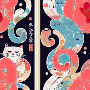 Seamless pattern with cute colourful Kittens. Creative childish texture. Stock Illustration