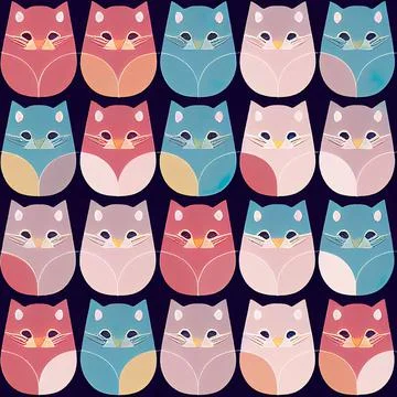 Seamless pattern with cute colourful Kittens. Creative childish texture. Stock Illustration