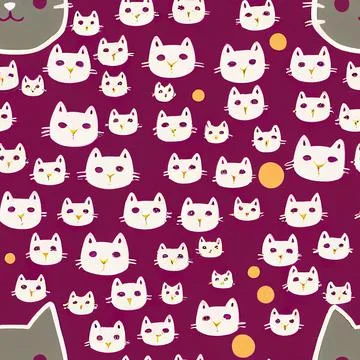 Seamless pattern with cute colourful Kittens. Creative childish texture. Stock Illustration