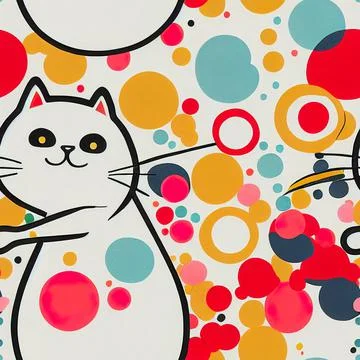 Seamless pattern with cute colourful Kittens. Creative childish texture. Stock Illustration