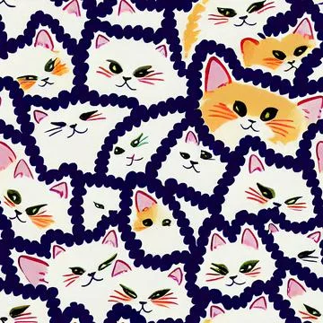 Seamless pattern with cute colourful Kittens. Creative childish texture. Stock Illustration