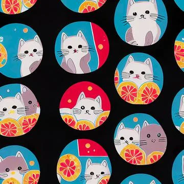 Seamless pattern with cute colourful Kittens. Creative childish texture. Ilustración de archivo