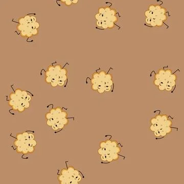 Seamless pattern cute cookie character cartoon vector Illustrazione stock