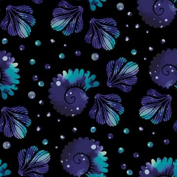 Seamless pattern with cute cosmic shell Stock Illustration