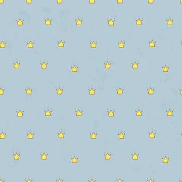 Seamless pattern with cute crowns. Simple minimalistic illustration on cold l Stock Illustration