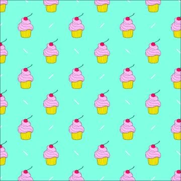 Seamless pattern of cute cupcakes Illustrazione stock