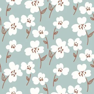 Seamless pattern with cute daisy flowers.  Stock Illustration