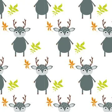 Seamless pattern with cute deers. Stock Illustration