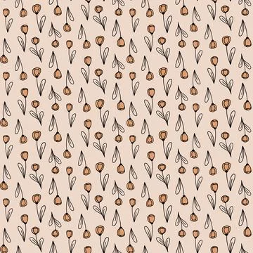 Seamless pattern cute delicate tulip flower on pink background wallpaper wrap Stock Illustration